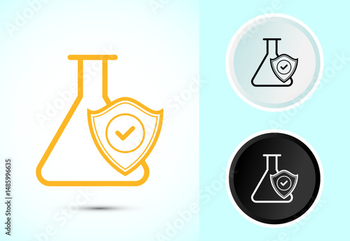 Chemical resistant icon design illustration, Chemical resistant sign symbol in color black and white