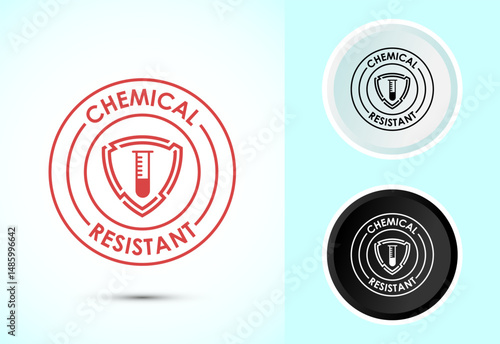 Chemical resistant icon design illustration, Chemical resistant sign symbol in color black and white