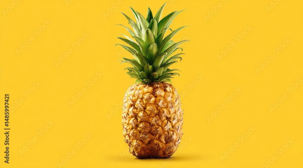 Single pineapple on yellow background (7) Single pineapple on yellow background (7)