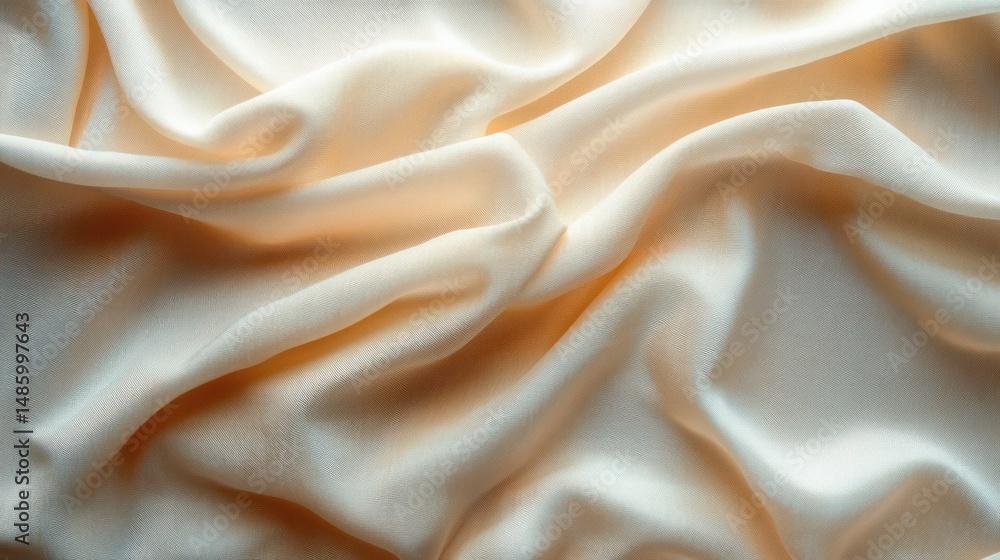 Obraz premium Soft, smooth cream-colored fabric with gentle folds and shadows creating a calming and delicate texture