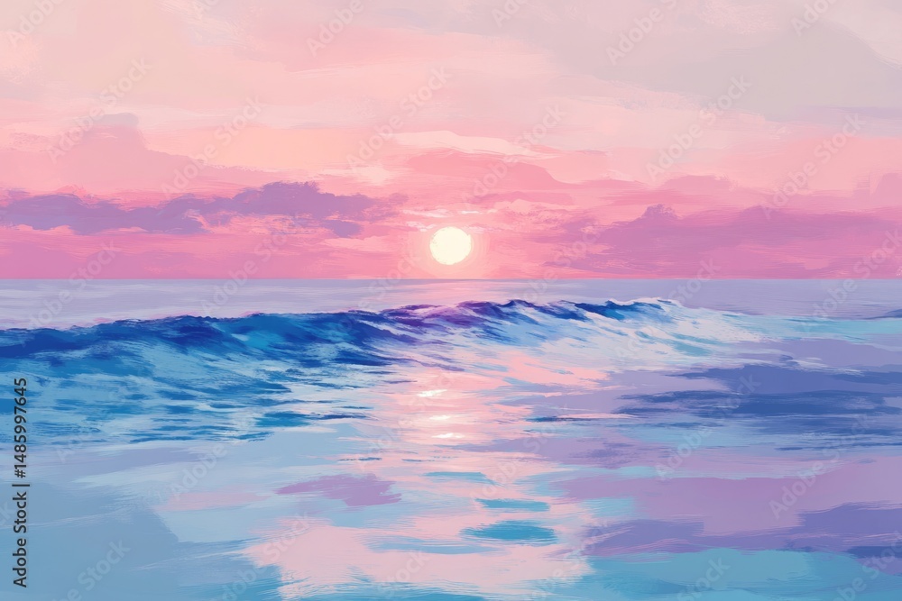 Naklejka premium Pastel sunset over a calm sea