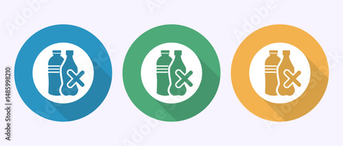 Plastic free icon design illustration, No plastic product sign symbol in shadow button design