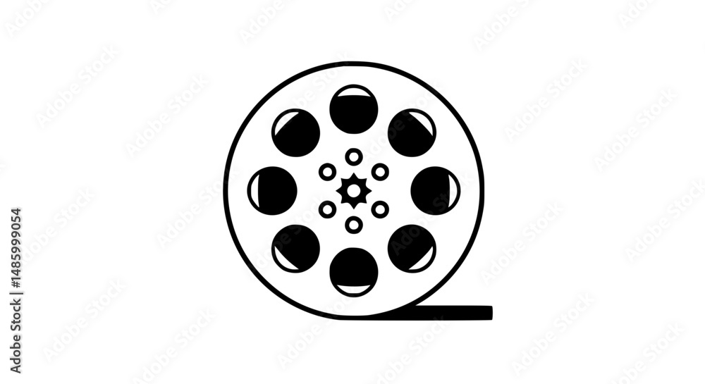Old-fashioned movie reel icon black and white icon Old-fashioned movie reel icon black and white icon