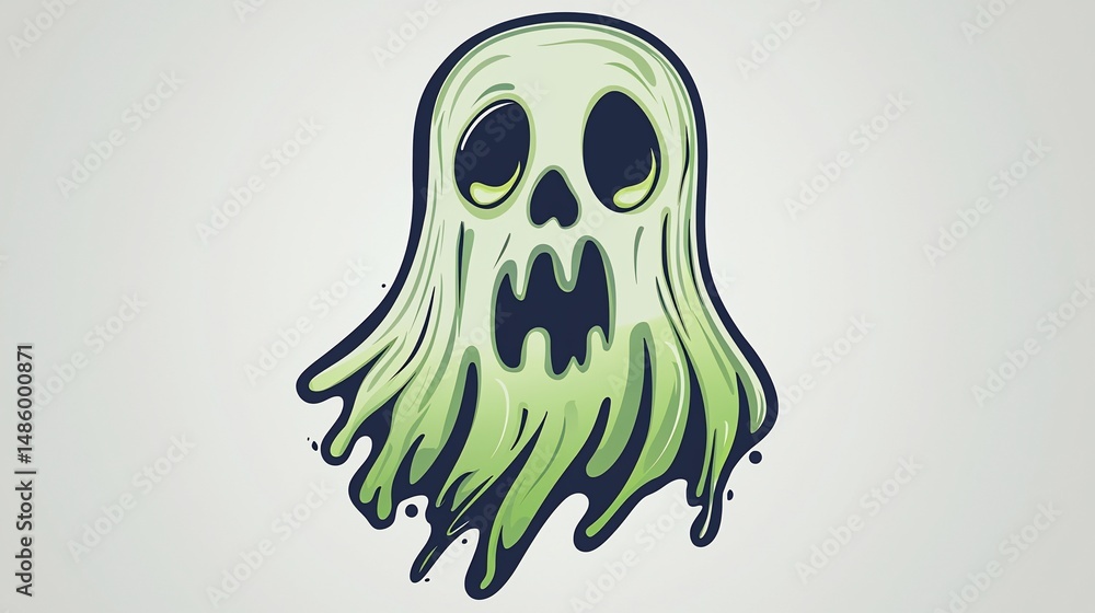 Obraz premium Spooky Green Ghost Illustration