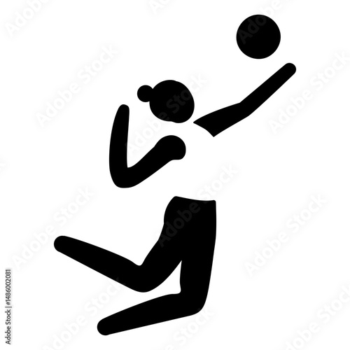 Sport woman pictogram volleyball serving