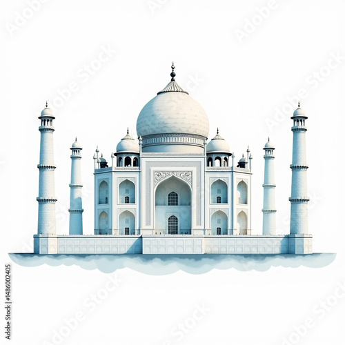 Minimalist Taj Mahal Watercolor Design