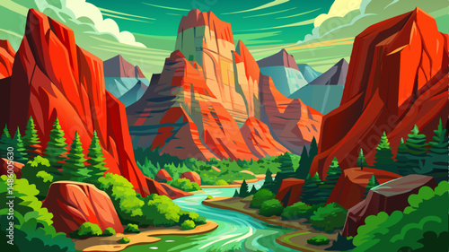 Zion National Park, Utah
Towering red rock temples rise above lush green canyons, where winding rivers whisper through ancient stone.