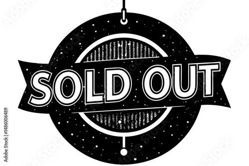 Sold out label graphic silhouette vector illustration