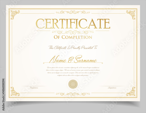 Certificate template diploma vintage border award background, Winner achievement certificate or diploma design 