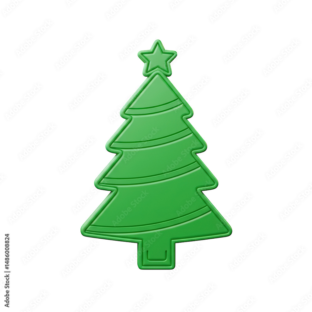 Green Embossed Christmas Tree Icon on transparent background Green Embossed Christmas Tree Icon on transparent background
