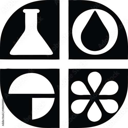 Abstract scientific vector illustration of a geometric shape silhouette design
