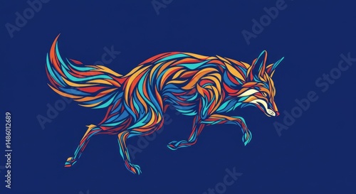 Abstract vector line art of a animal