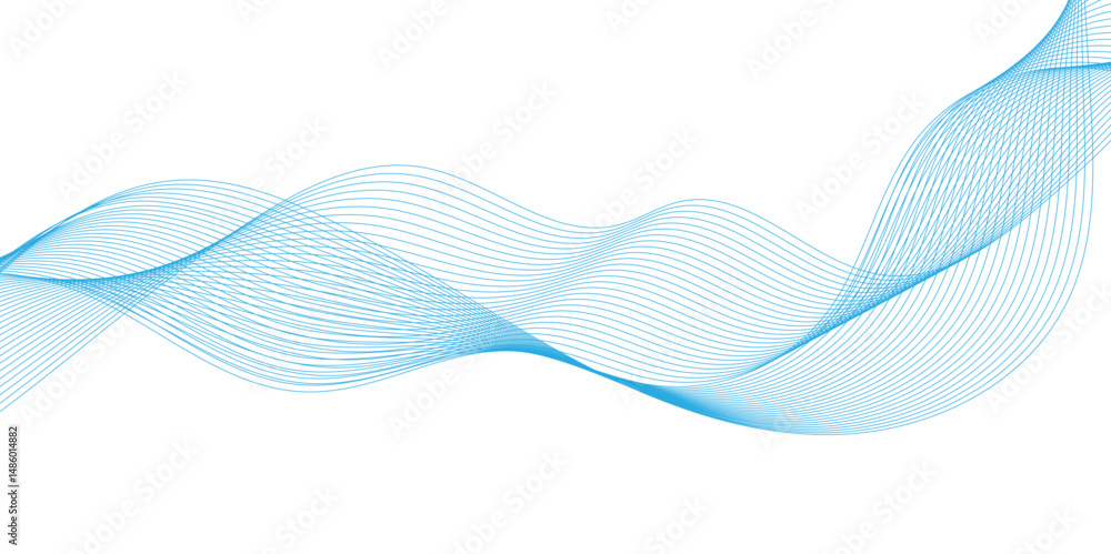 Fototapeta premium Abstract vector with blue wavy lines background, gradient blue isolated on white background in concept of ai technology, abstract wave pattern made from small colorful dots.
