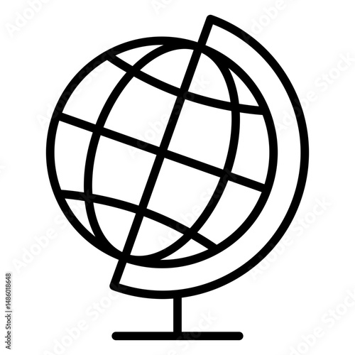 Geography globe stroke school icon