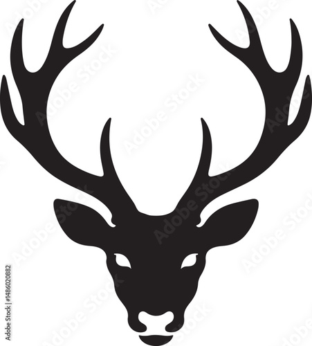 Deer head silhouette vector on white background