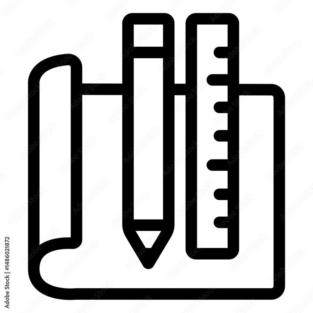 Pencil and ruler stroke icon Pencil and ruler stroke icon