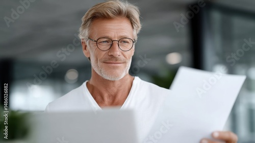 Experienced Professional Reviewing Important Documents with Focus and Precision