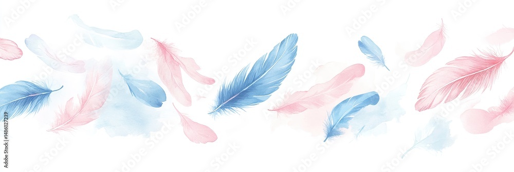 Fototapeta premium Delicate pastel feathers in flight