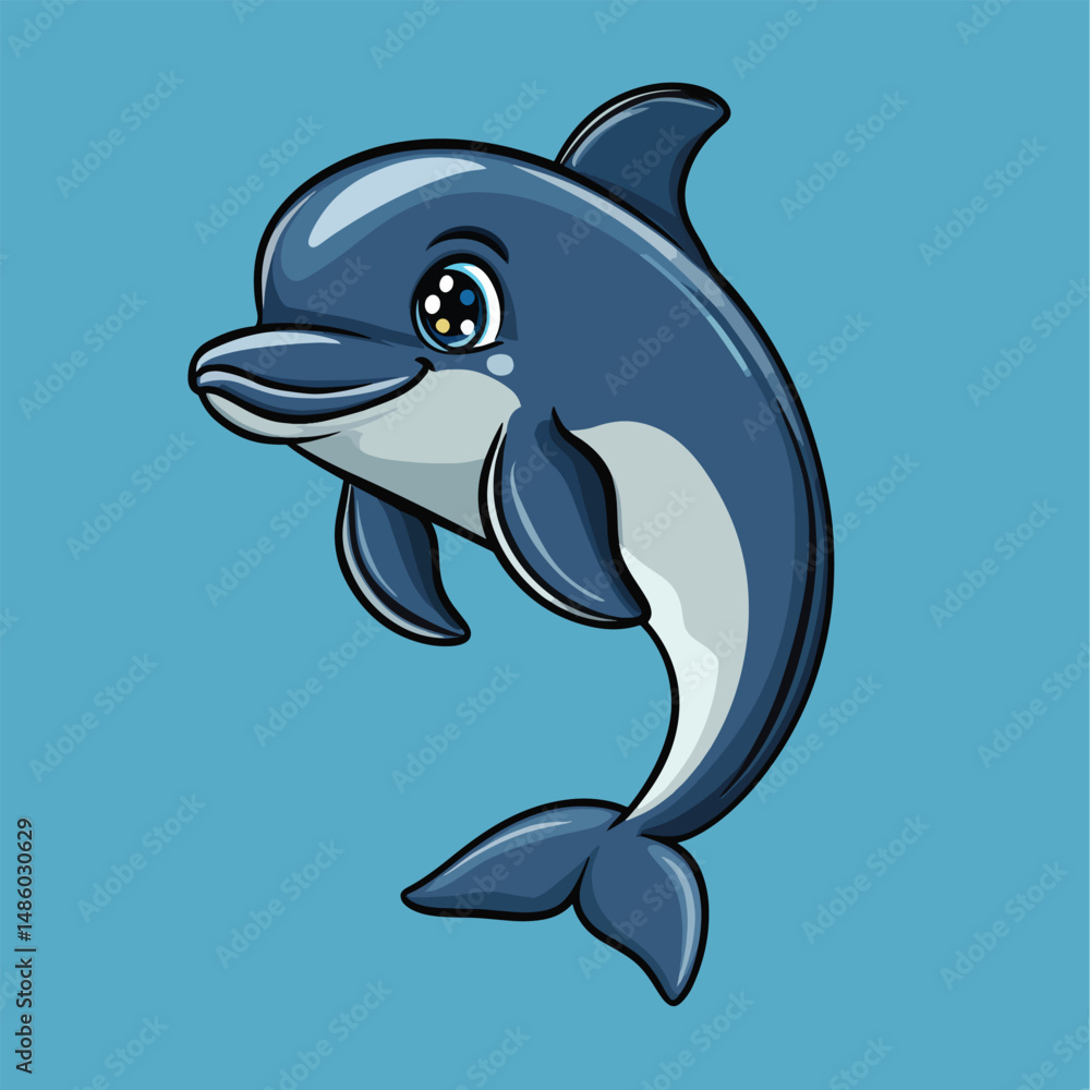 Obraz premium Dolphin mascot cute cartoon no details solid background
