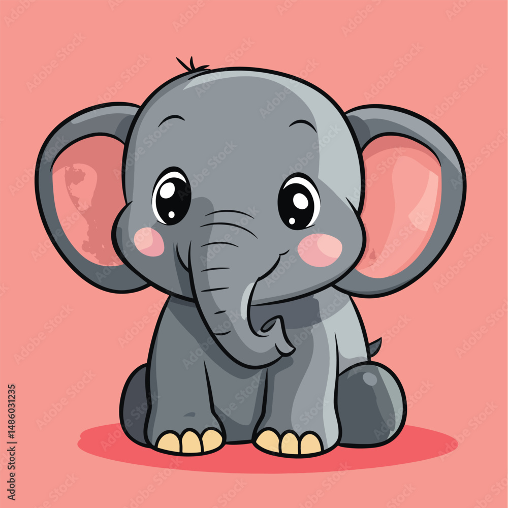 Elephant mascot cute cartoon no details solid background bright Elephant mascot cute cartoon no details solid background bright