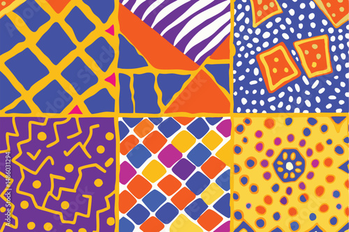 Vibrant abstract pattern in a colorful tile design perfect for various creative projects