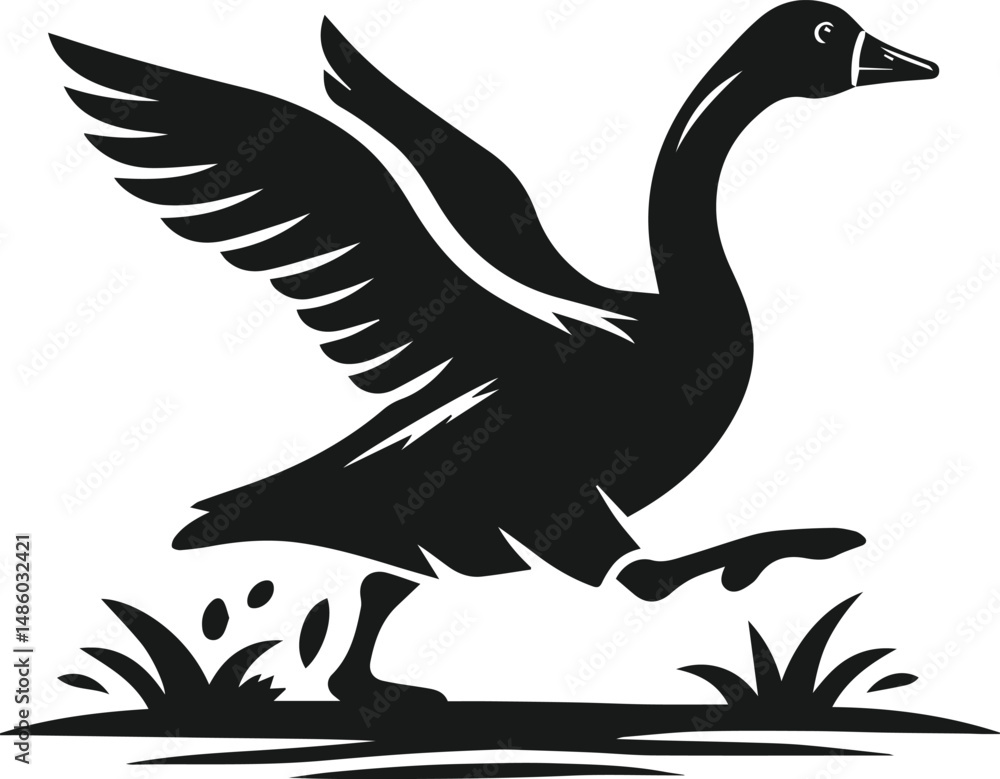 Fototapeta premium Bird silhouette of a goose vector object design