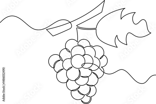 one line art Grape vector illustration. line art, one continuous line, simple, hand drawn and sketch style. for icons, symbols, signs or logos. PNG
