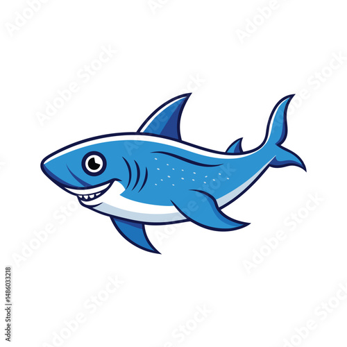 Blue Shark OutLine Vector, Artistic Blue Shark Outline Vector, Graceful Blue Shark Contour Vector