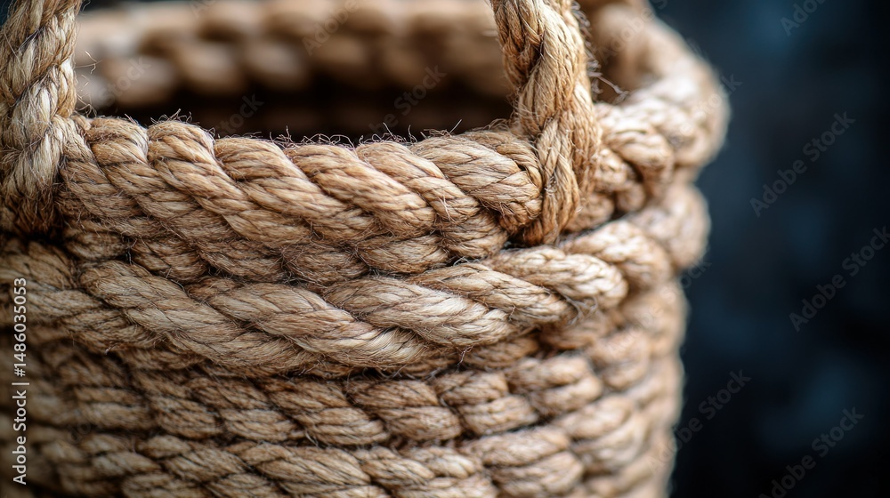 Close-up of a handmade rope basket Close-up of a handmade rope basket