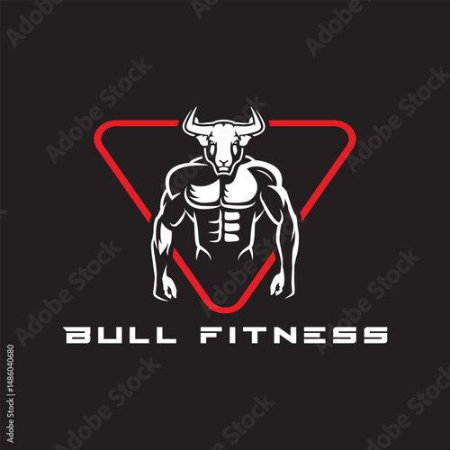 Wallpaper Mural Bull Gym Logo Character Design Bodybuilder Posing Muscular Body Bull vector Torontodigital.ca
