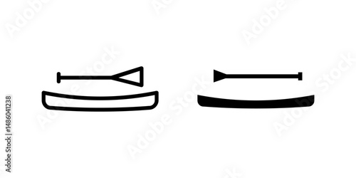 Vector icon set showcasing canoes, suitable for water sports and nature designs.