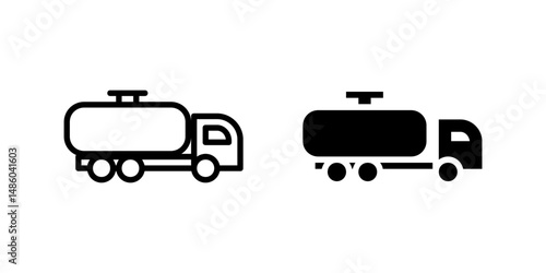 Vector icon set depicting fuel trucks, suitable for energy and transport designs.