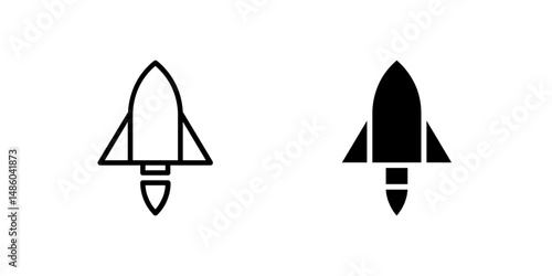 Vector icon set showcasing rockets, suitable for space exploration designs.