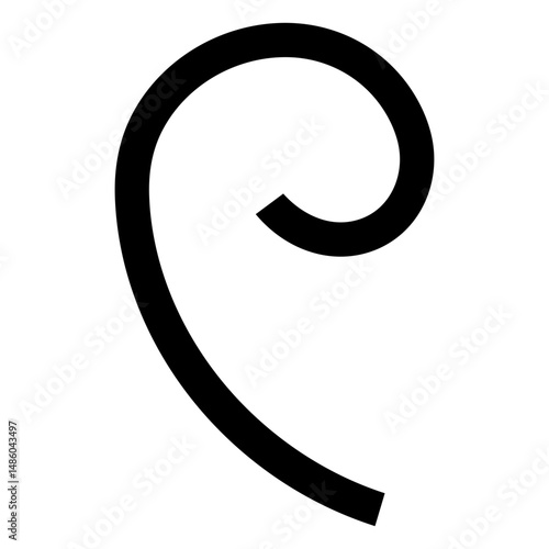 W tendril curl silhouette