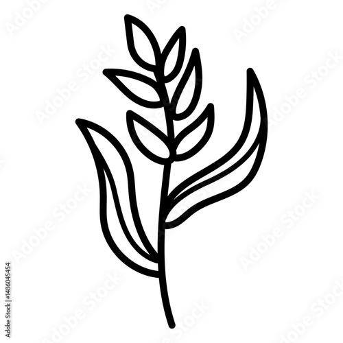 Stylized leafy plant outline design
