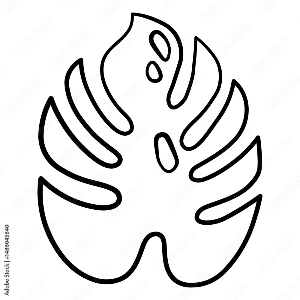 Fototapeta premium Stylish monstera leaf outline design