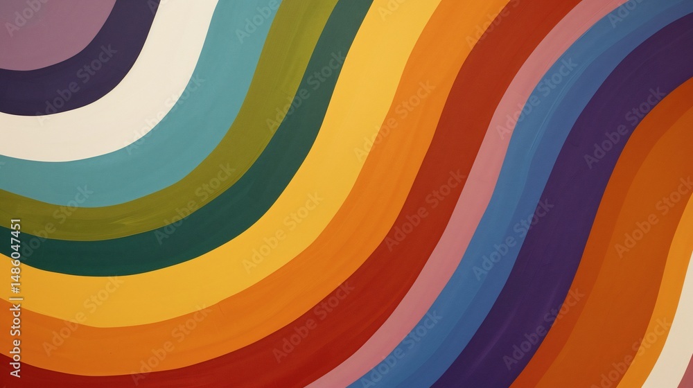 Fototapeta premium Colorful, wavy abstract design. A vibrant display of curved lines in various hues