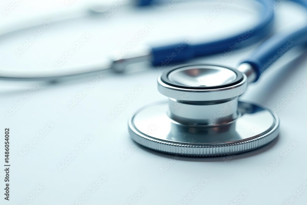 Close-up of a medical stethoscope on a white background, technology, examination Close-up of a medical stethoscope on a white background, technology, examination