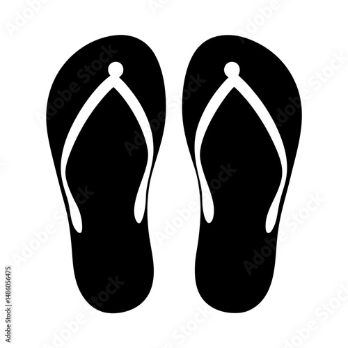 Black and White Flip Flop Illustration with a Summery Beach Vibe