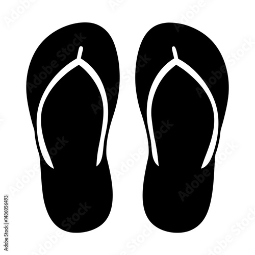 Pair of Simple Black Flip Flops, Ideal for Summer and Beachwear