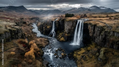 Wallpaper Mural Majestic waterfalls mountain landscape Torontodigital.ca