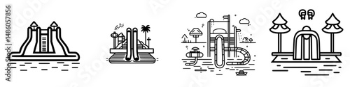 Enjoying summer fun at water parks with thrilling water slides and slides for kids
