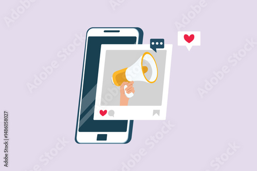  Social media Marketing Concept. Colored flat vector illustration isolated