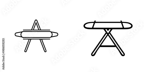 Vector illustration icon of a rolling pin and ironing board in a minimalistic design for home and kitchen use