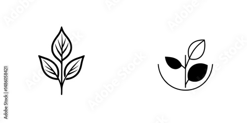 Vector illustration of leaf icons representing nature, growth, and sustainability in design elements