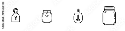 Vector illustration icons representing security, preservation, and storage concepts in minimalist style