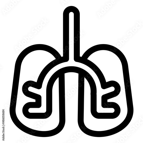 Lungs organ stroke icon