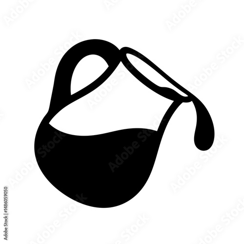 Illustration of a black and white pitcher pouring liquid with minimalist design