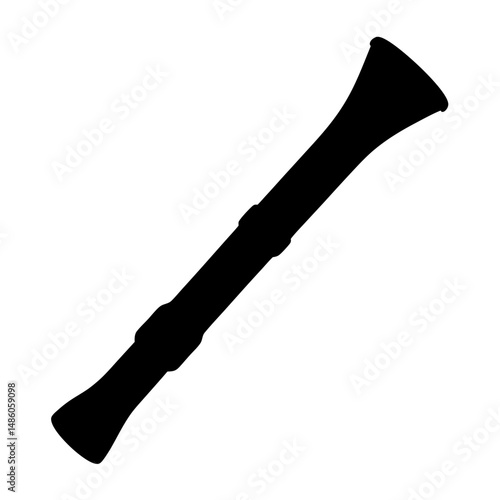 Silhouette of a baroque oboe showing its features and basic construction