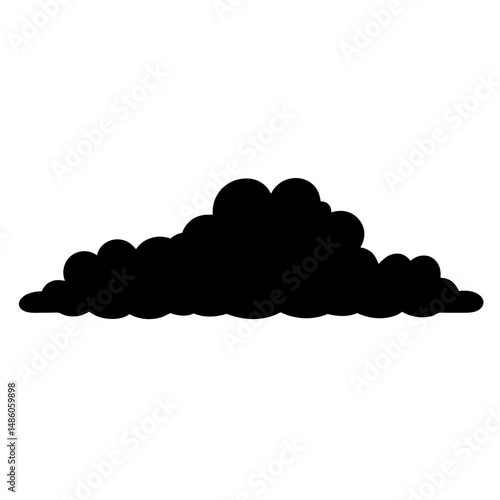 Black and white image of a big solid cloud silhouette shape